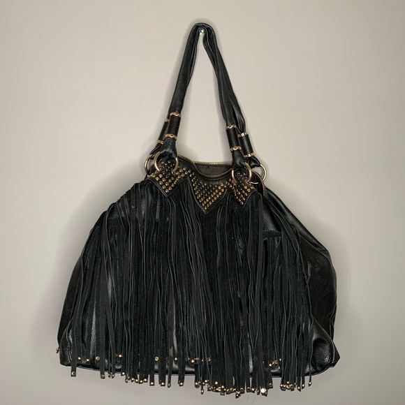 Black and Gold Fringe Bag - Picture 2 of 3